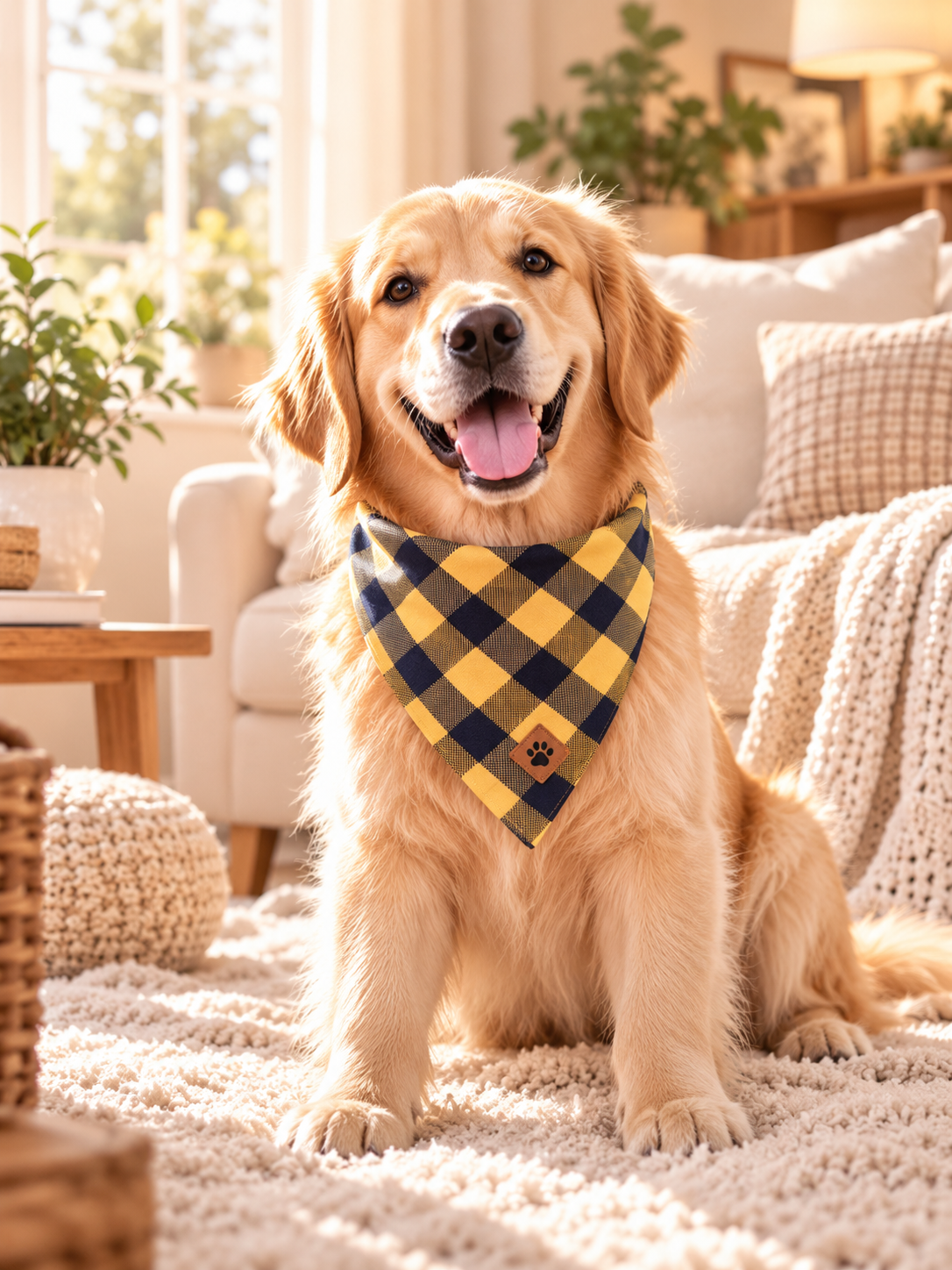 Adorable pet wearing a PawBandana accessory
