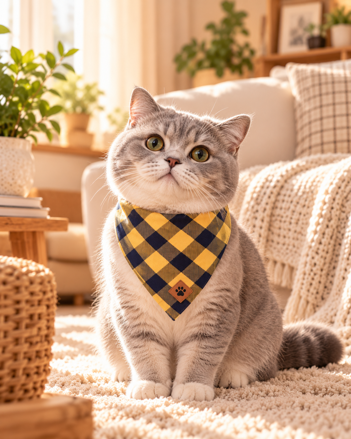 Adorable pet wearing a festive PawBandana accessory