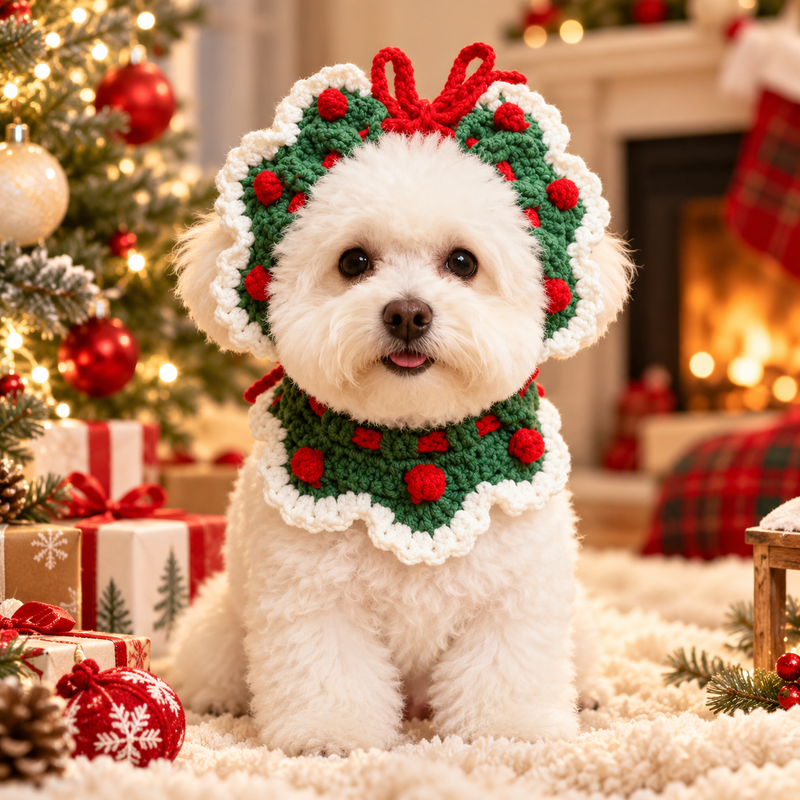 Cozy Knit Christmas Pet Scarf